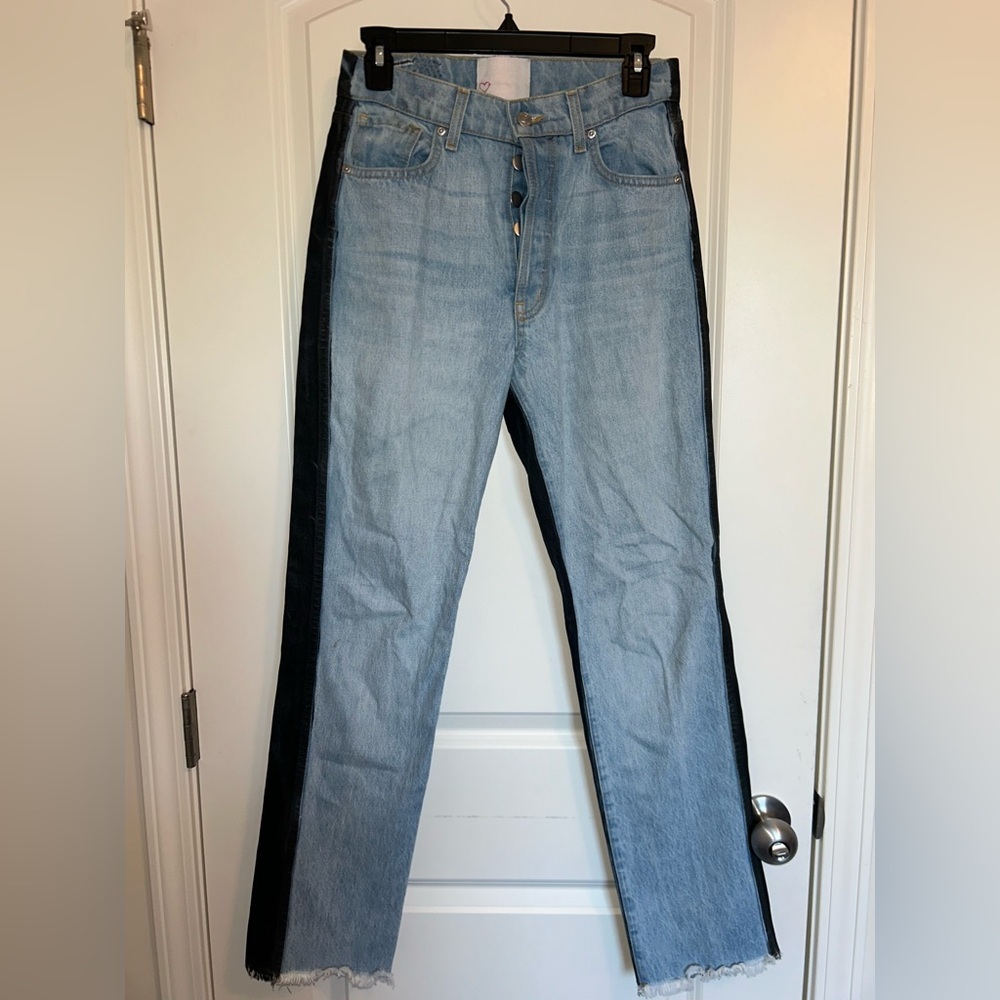 REVICE Light Blue and Black Boyfriend Jeans